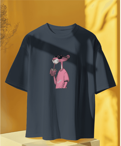 Oversized Down-sholder Tshirt Pink Panther - Xrevibe Lifestyle