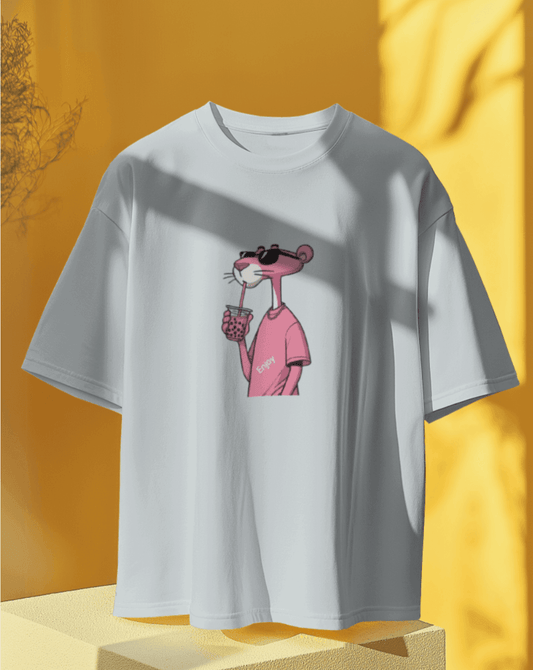 Oversized Down-sholder Tshirt Pink Panther - Xrevibe Lifestyle