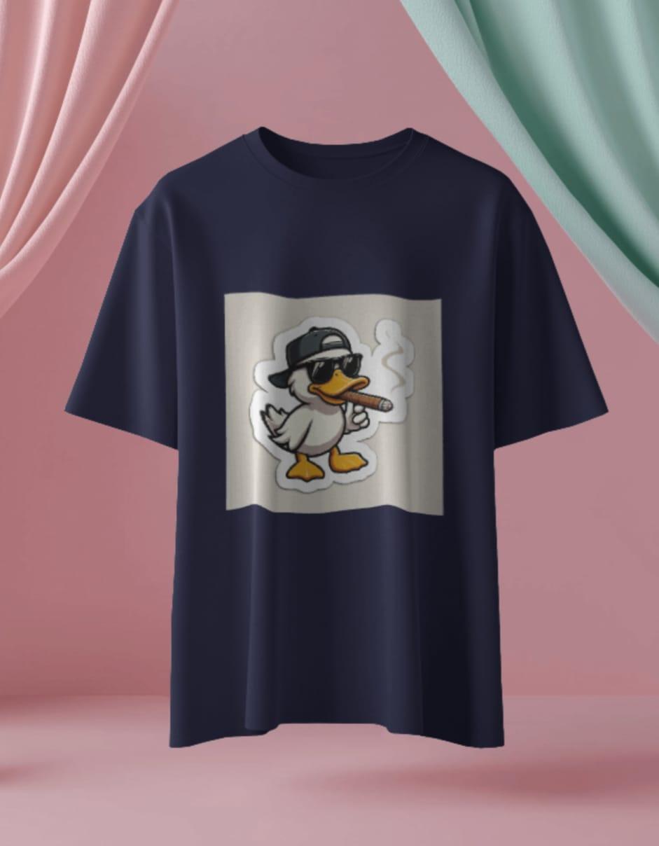 Round Neck Smoking Duck Graphic Tshirt - Xrevibe Lifestyle