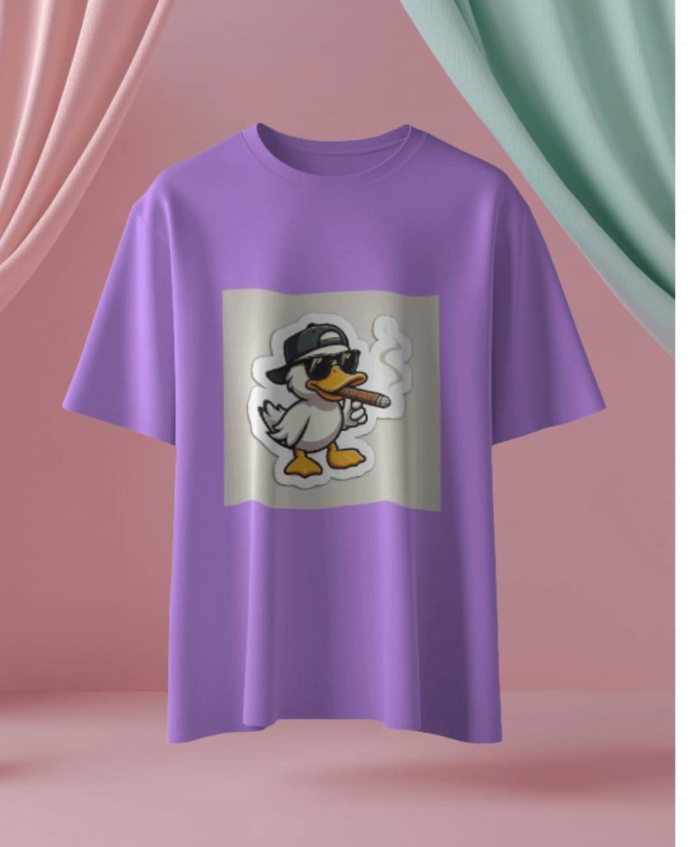 Round Neck Smoking Duck Graphic Tshirt - Xrevibe Lifestyle